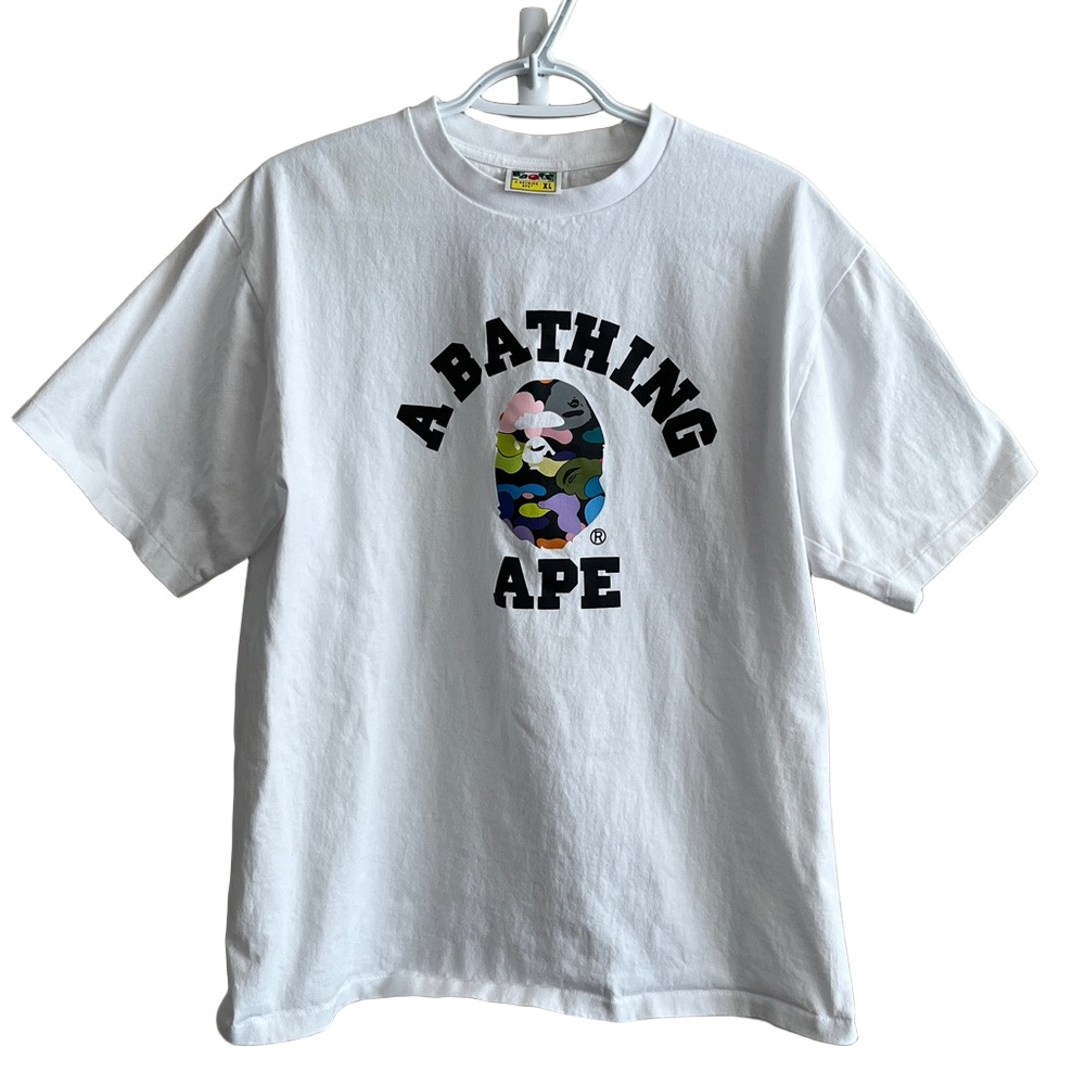 BAPE A Bathing Ape Men’s Unisex 💯 Cotton White Camo Tee Size XL Authentic
